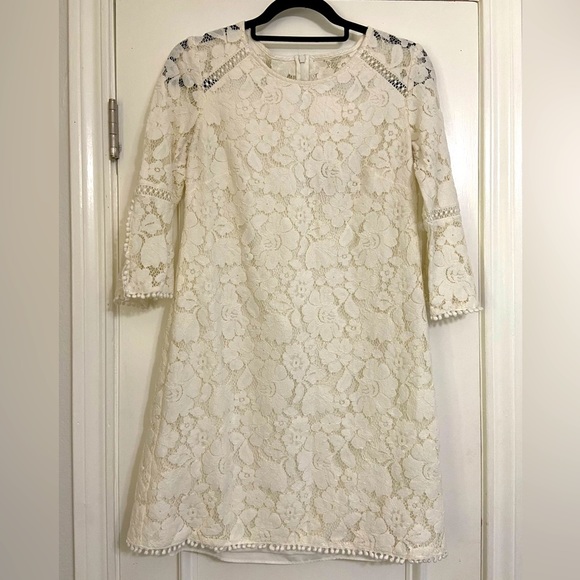 Vince Camuto White Lace Long Sleeve Dress - Picture 3 of 10